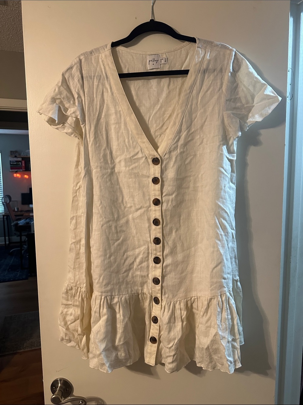 Polly Cream Button-Front Mini Dress